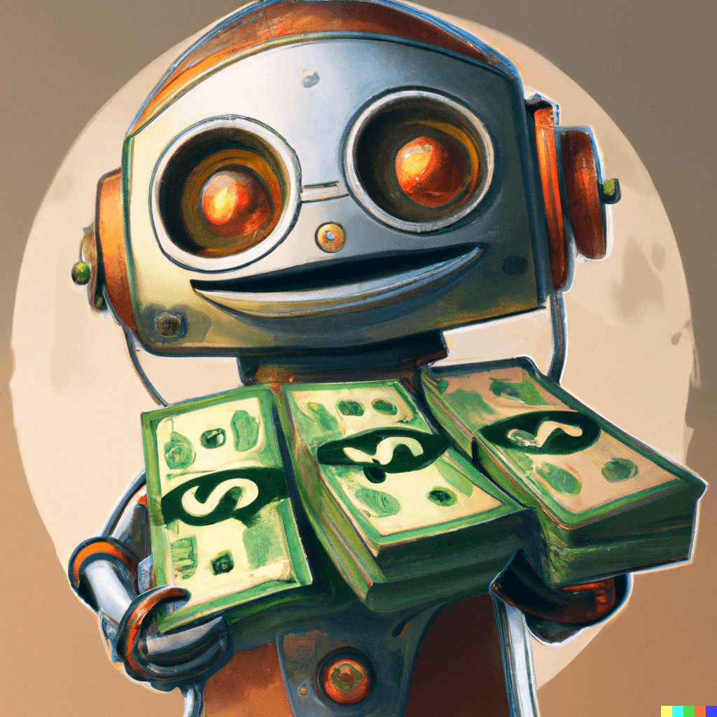 Robot handing out money 