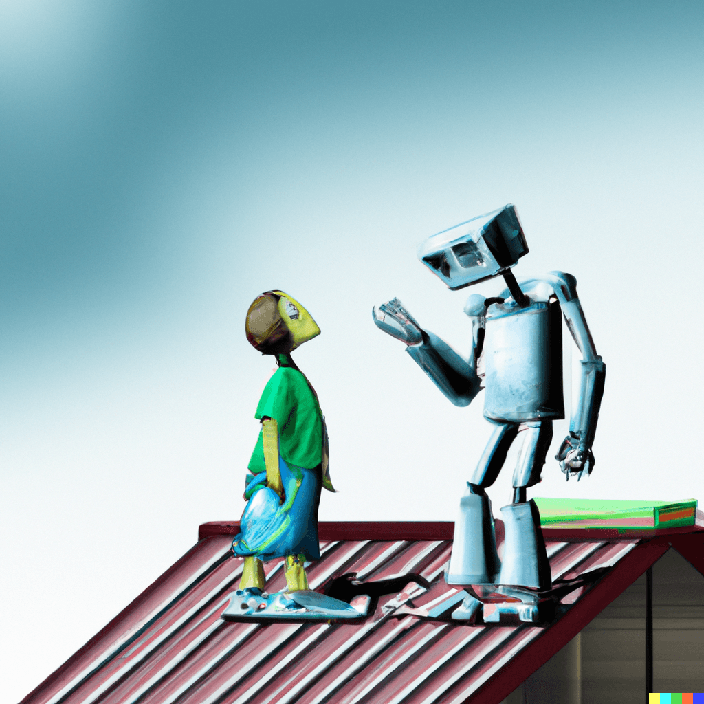robot giving roofer advice